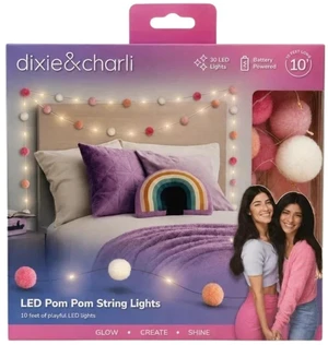 Dixie & Charli LED Pom Pom String Lights 10ft 30 LEDs Battery Powered Bedroom Decor Dixie & Charli LED Pom Pom String Lights 10ft 30 LEDs Battery Powered Bedroom Decor