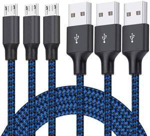 WISDUM Micro USB Cable 3Pack 6FT Android Charger Cord Long Nylon Braided Sync and Fast Charging Cables Compatible with Samsung Galaxy S6 S7 Edge Android Windows Smartphones and More