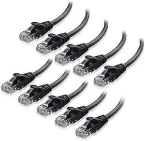 WISDUM CAT6 Ethernet Cable LAN Network RJ45 Internet Patch Cord 10Pack Black 30ft Bare Copper 30 ft.