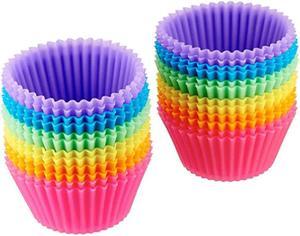 Reusable Silicone Baking Cups, Pack of 12, Multicolor. Muffin Pans and Cupcake Non Stick Muffin Cups Silicone Cake Baking Cups
