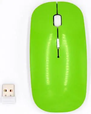 Wireless Mouse Optical 1000 DPI Computer USB Gaming Mouse For PC Laptop Desktop. Green