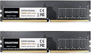 Gigastone Desktop PC Memory DDR4-2666MHz 32GB (16GBx2) PC4-21300 CL19 1.2V UDIMM 288 Pin Unbuffered Non-ECC Memory Module Ram Upgrade