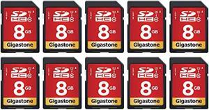 Gigastone 8GB 10-Pack SD Card UHS-I U1 Class 10 SDHC Memory Card Full HD Video Canon Nikon Sony Pentax Kodak Olympus Panasonic Digital Camera