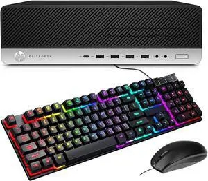 HP EliteDesk 800 G3 SFF Gaming Desktop, Intel Core i7 7700 (3.40GHz), 32GB DDR4 RAM, 1TB SSD, 500GB HDD, Intel HD Graphics 530, RGB Keyboard and Mouse, Education, Home, Business, Windows 10 Pro