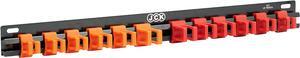 JCK Professional Quality Aluminum Screwdriver Organizer Red and Orange clips & Black Aluminum rack Organize flathead and Phillips screwdrivers separately secure clip toolbox storage