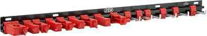 JCK Professional Quality Aluminum Multi-Purpose Tool Organizer (Gardening) Red clips & Black Aluminum rack Organize Gardening tools with moveable screw-locking secure clips toolbox storage