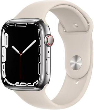 Refurbished Apple Watch Series 7 45mm GPS  Cellular 32GB  Silver Stainless Steel  Starlight Sport Band