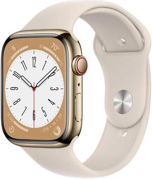Refurbished Apple Watch Series 8 45mm GPS  Cellular 32GB  Gold Stainless Steel  Starlight Sport Band
