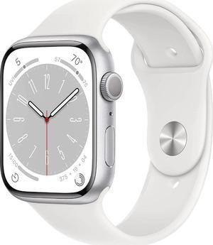 Refurbished Apple Watch Series 8 41mm GPS  Cellular 32GB  Aluminum Silver  White Band  NewBattery