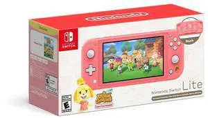Nintendo Switch Lite - Coral | Animal Crossing: NewHorizons Bundle - Isabelle Aloha Edition (International Spec)