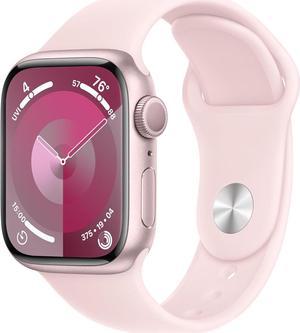 Apple Watch Series 9 [GPS 41mm] Smartwatch with Aluminum Pink + Light Pink Sport Band