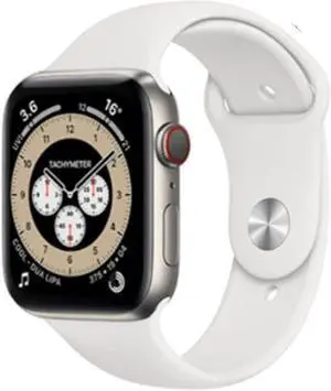 Apple Watch Series 6 (GPS + Cellular ) 44mm 32GB - Titanium + White Sport Band