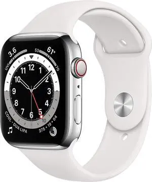 Apple Watch Series 6 (GPS + Cellular) 40mm 32GB - Stainless Steel Silver + White Sport Band