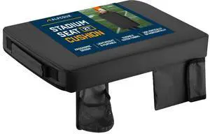Alpcour Portable Extra Thick Stadium Seat Cushion  Bleacher Cushion with Side Pocket, Cup Holder, Waterproof, Anti-Slip, and Straps  Perfect for Football Seats and Bench Seats for Bleachers