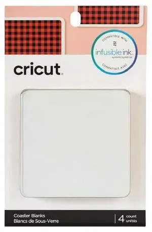 Cricut Coaster Blank with cork backing, Square Infusible Ink, White