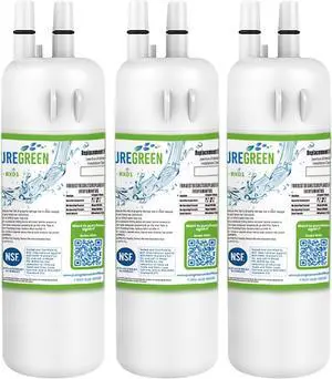 Pure Green W10295370A Replacement for Everydrop Filter 1, EDR1RXD1, EDR1RXD1B, P8RFWB2L, P4RFWB, Kenmore 46-9081, 46-9930, WD-F38 Refrigerator Water Filter, 3 Pack
