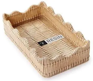 Twos Company Scalloped Basket Weave Resin Napkin Holder Farmhouse Decor Twos Company Scalloped Basket Weave Resin Napkin Holder Farmhouse Decor