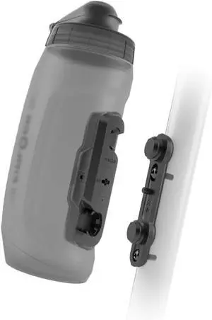 FIDLOCK Twist Bottle 590ml/20oz + Base Systems | New Leak-Proof, Self-Sealing Bottle Cap | Bike Water Bottle Holder with No Screws & Attached Bottle | Cage Free Magnetic Rack | Smoke