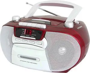 Supersonic SC-727 Portable CD Player with Cassette/Recorder & AM/FM Radio- Red