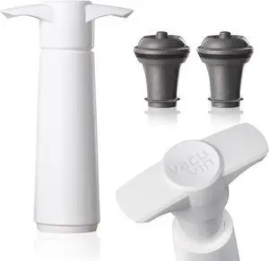 Vacu Vin Original Wine Saver with 2 Vacuum Bottle Stoppers  White Wine Preserver Pump for Red or White Wine  Manual Air Remover System  Airtight Seal  Keep Wine Fresh Longer
