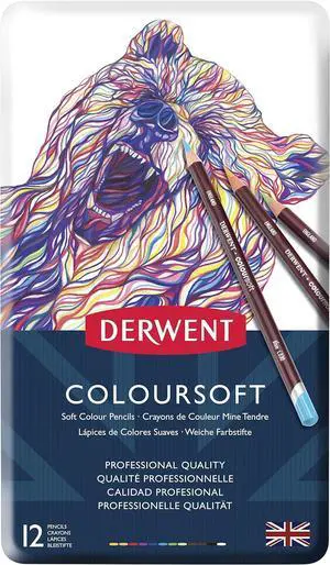 Derwent Colorsoft Pencils, 4mm Core, Metal Tin, 12 Count (0701026)