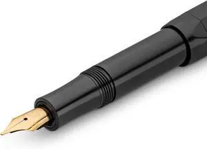 Kaweco CLASSIC SPORT Fountain Pen Black with 23 Carat Gold-Plated Steel Nib and Iridium Tip for Ink Cartridges I Sport Fountain Pen 13 cm I Nib: F (Fine)