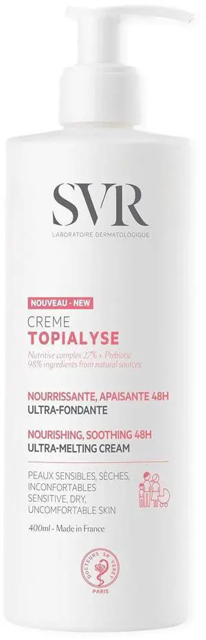 SVR Topialyse Cream - Nourishing & Soothing Face & Body Cream for Dry Sensitive Skin - Moisturizer for Babies (Except Premature), Kids and Adults - Intense Hydration with Shea Butter