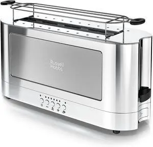 Russell Hobbs TRL9300GYR 2-Slice Glass Accent Long Toaster, Silver Russell Hobbs TRL9300GYR 2-Slice Glass Accent Long Toaster, Silver