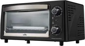 Willz WTV703BKM10 Countertop Toaster Oven, Mechanical Display Timer, Door Handle, 0.35 Cu. Ft. Black