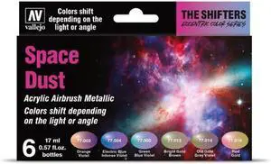 Vallejo - The Shifters Space Dust | Set of 6 Metallic Acrylic Airbrush Colours | Ideal for Painting Fantasy Figures and Wargames | Contains 6 bottles x 17 ml (0.57 fl.oz.)