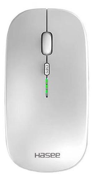 Hasee M512 Wireless Mouse, Rechargeable Silent Portable USB Optical 2.4G Wireless Bluetooth Two Mode Computer Mice with USB Receiver(silver),3 Adjustable DPI Levels for Notebook, PC, Laptop, iPad, Mac