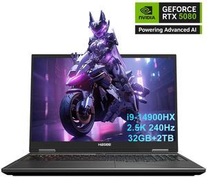 Hasee T8 Pro-16'' GeForce RTX 5080 Laptop GPU  Intel i9-14900HX-5.8GHz, AI Gaming Laptop, 32G DDR5 RAM, 2TB SSD, 16'' 240Hz QHD+ 100%sRGB IPS Display, RGB KB, WiFi 7,BT5.4,Win11, Mecha Grey