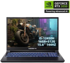 Hasee Z8 (15.6'', i5-12450H, RTX3050), Gaming Laptop, i5-12450H 4.4GHz, 16G DDR4 RAM, 512G NVMe PCIe4.0 SSD, RTX3050 4G GDDR6, 15.6'' 144Hz 1920x1080 FHD IPS Display, RGB KB, WF6,BT, Win11, Ore Black