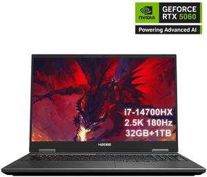 Hasee T8 Pro-16'' GeForce RTX 5060 Laptop GPU, Intel i7-14700HX-5.5GHz, AI Ready Gaming Laptop, 32GB DDR5 RAM, 1TB SSD, 16'' 180Hz QHD 100%sRGB IPS, RGB KB, WiFi7,BT5.4,Win11 Home