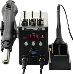2 in 1 Soldering Station Unit Welder Iron Hot Air Gun with 5 Tips