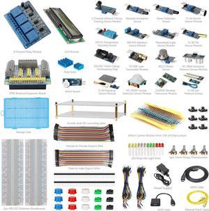 HSU Development Kit for Raspberry Pi 3 Pi 4 and Arduino with 16 Different Sensor Modules,Hundreds Electronic Components,Other Necessary Accessories and Big Carrying Case (Advanced)