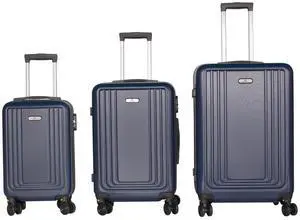 SKYTREE Hardshell Luggage Set 3-Piece (20in 24in 28in) with TSA Lock and 360° Silent Spinner Wheels, Lightweight ABS Carry-On & Checked Bags - Dark Blue Travel Suitcase