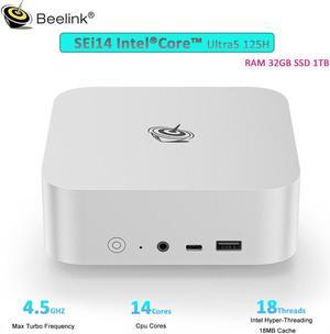 Beelink SEi14 Intel Ultra 5 125H Up To 4.5GHz 14C/18T Desktop Computer 32GB DDR5 5600MHz 1TB PCIe4.0 SSD Support AI Windows11 Pro Gaming Mini PC