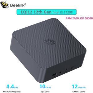 Beelink EQi12 Mini PC Intel Core i3-1220P 10C/12T Up To 4.4GHz 24GB LPDDR5 RAM 500GBSSD WIFI6 BlueTooth5.2 Windows11 Mini Desktop Computer Dual LAN Beelink EQi12 Mini PC Intel Core i3-1220P 10C/12T Up To 4.4GHz 24GB LPDDR5 RAM 500GBSSD WIFI6 BlueTooth5.2 Windows11 Mini Desktop Computer Dual LAN