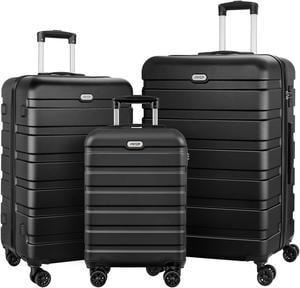 AnyZip Luggage Sets 3 Piece PC ABS Hardside Lightweight Suitcase with 4 Universal Wheels TSA Lock Carry On 20 24 28 Inch Light Blue Black