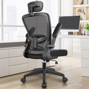 Ergonomic Office Chair with Lumbar Support and Flip-up Arms (Black) - Ideal for Office Environments