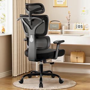 Office Chair, Ergonomic Desk Chair, Comfy Breathable Mesh Task Chair with Headrest High Back, Home Computer Chair 3D Adjustable Armrests, Executive Swivel Chair with Roller Blade Wheels (Black)