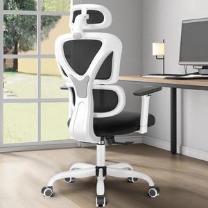 KERDOM Ergonomic Office Chair, Home Desk Chair, Comfy Breathable Mesh Task Chair, High Back Thick Cushion Computer Chair with Headrest and 3D Armrests, Adjustable Height Home Gaming Chair Black White