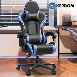KERDOM Ergonomic Gaming Chair, Racing-Style Swivel Desk Chair, High-Back Adjustable Computer Chair with Lumbar Support Black / Blue