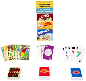 Vintage Card Games 3-Pack Set with Classic UNO, O'NO 99 and Skip-Bo Vintage Card Games 3-Pack Set with Classic UNO, O'NO 99 and Skip-Bo