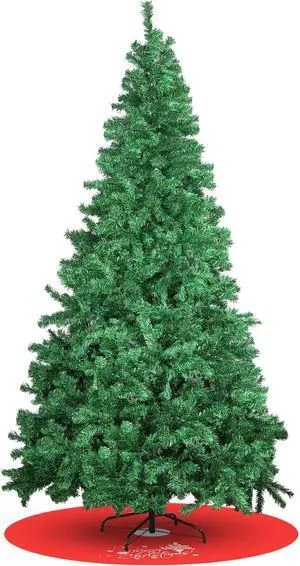 H BOP 7FT Artificial Christmas Tree, PVC Christmas Tree with Stand, Christmas Tree Skirt, Hinged Xmas Tree for Home, Christmas Decorations Indoor, Xmas Tree Ornaments, Green