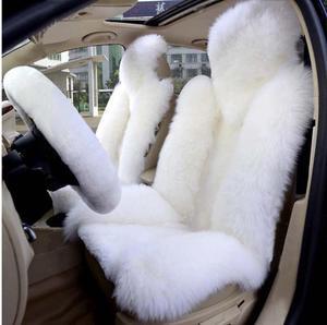 2pcs Australian Fur Car Seat Covers For Cars Sideless Sheepskin car Seat Cover Unviersal Fit Winter Warm White