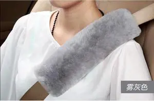 2pcs Soft Pink Fur car seat belt covers Safety Car Shoulder Pad Seatbelt Cover light gray
