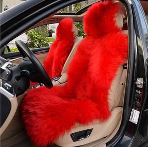 1pcs Long Wool Faux Sheepskin Seat Covers Auto Artificial Fur Seat Cover Universal Fit Single Front Red