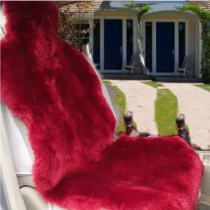 1pcs Luxury Australian Sheepskin Seat Cover Universal Fit Whole Hide Fur Car Seat Covesr Suv airbag ready wine